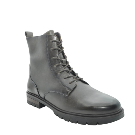 black leather lace up ankle boots