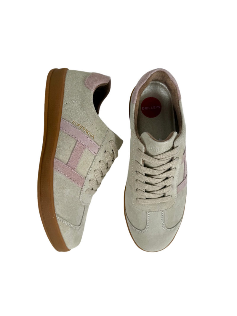 Load image into Gallery viewer, beige drilley trainers