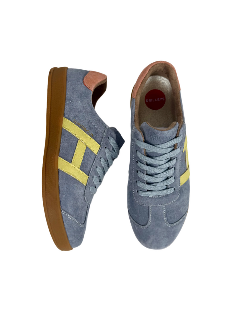 Load image into Gallery viewer, blue drilley trainers