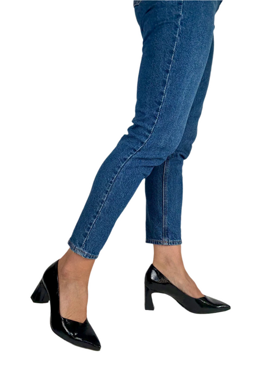 black high heeled shoes