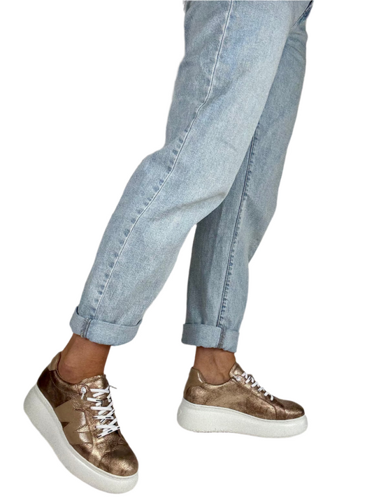gold platform trainers
