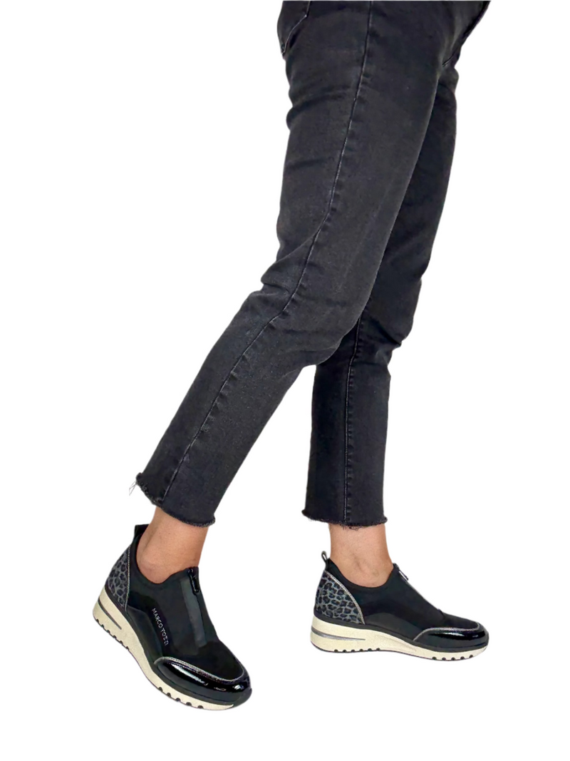Load image into Gallery viewer, black wedge shoes marco tozzi