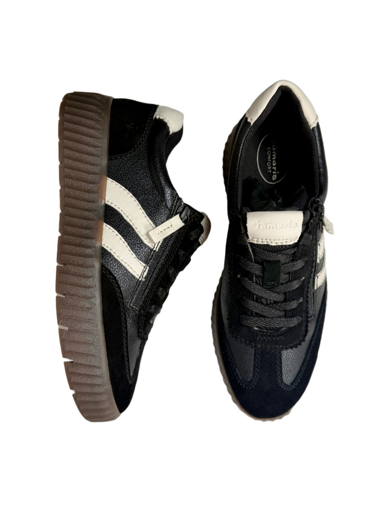 Load image into Gallery viewer, black ladies fashion trainers