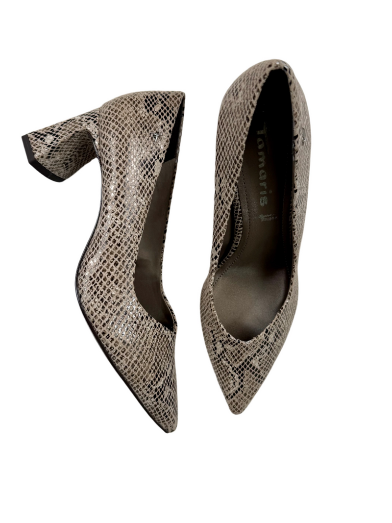 Load image into Gallery viewer, snake skin block heels