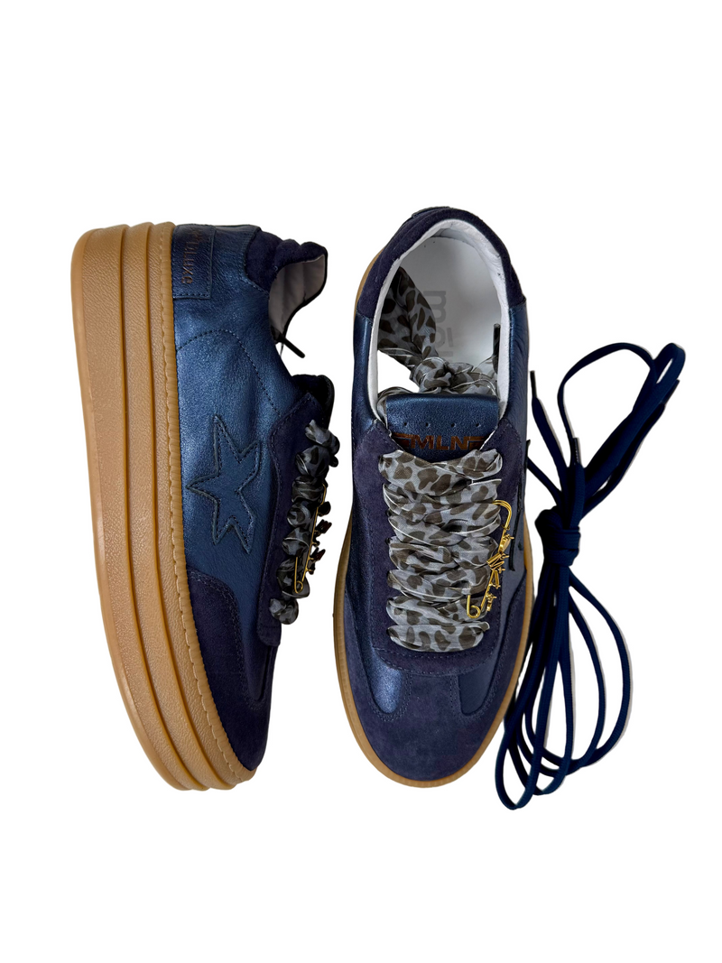 Load image into Gallery viewer, navy platform sneakers