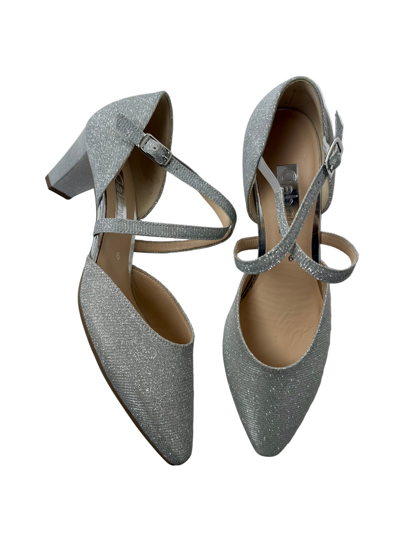 Load image into Gallery viewer, silver gabor heels