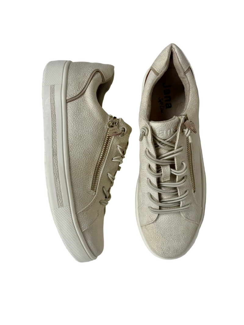 Load image into Gallery viewer, gold wide fit trainers for women