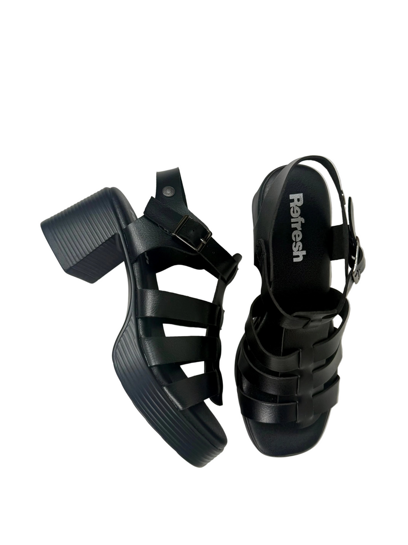 Load image into Gallery viewer, black block heels sandals