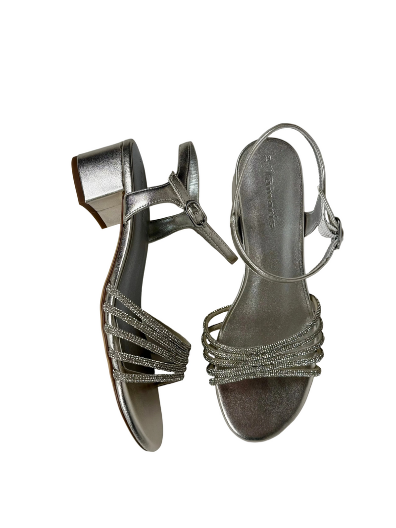 Load image into Gallery viewer, silver block heels