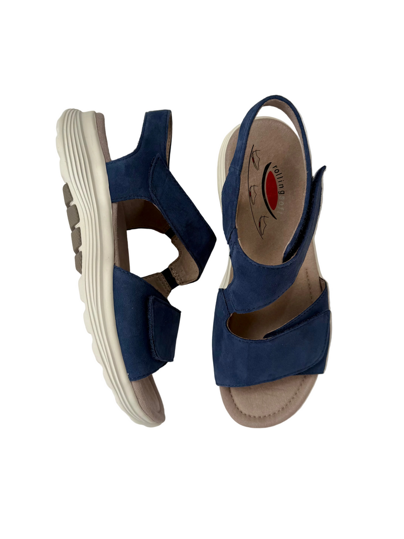 Load image into Gallery viewer, navy gabor sandals