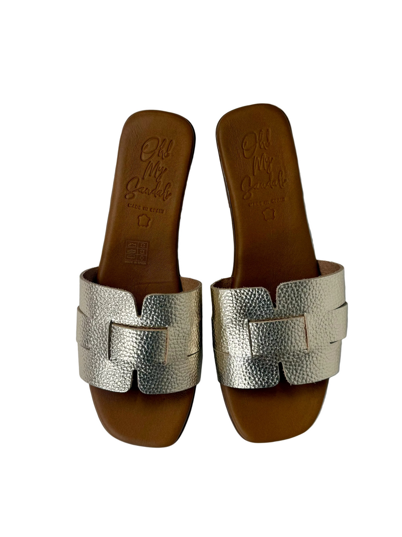 Load image into Gallery viewer, gold mule sandals