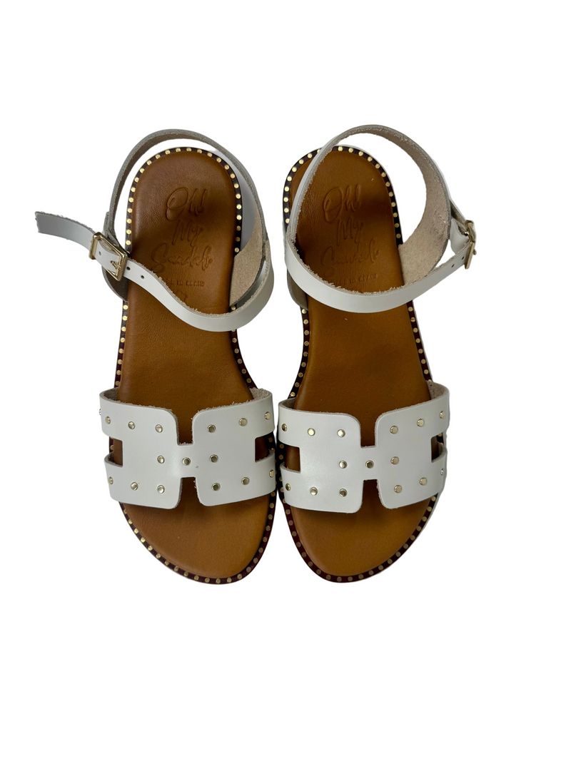 Load image into Gallery viewer, white leather casual sandals