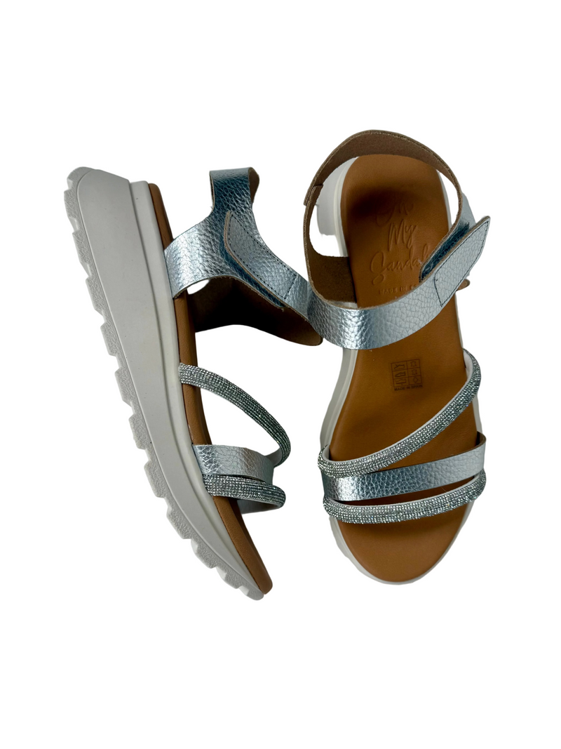 Load image into Gallery viewer, silver wedge walking sandals