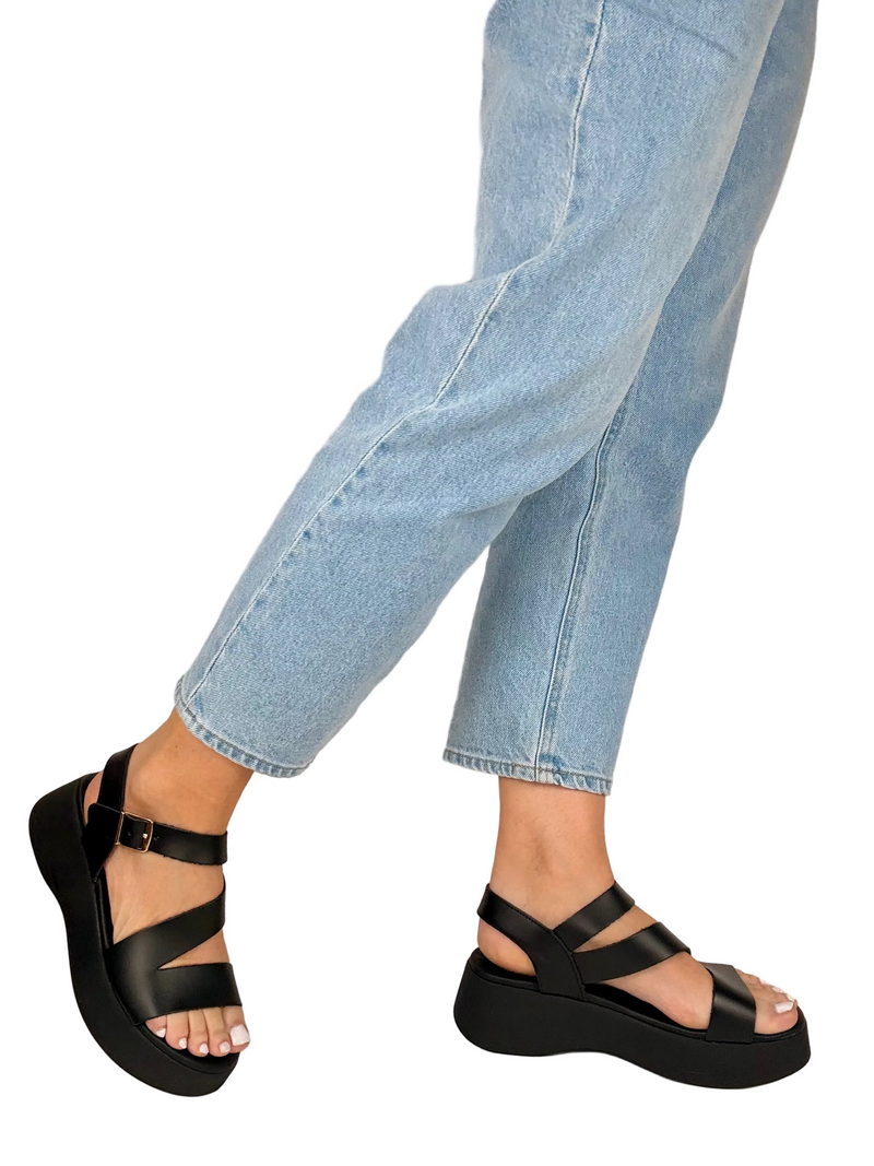 Load image into Gallery viewer, black platform sandals
