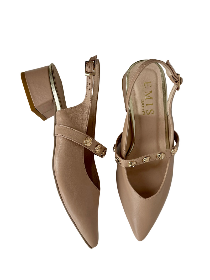 Load image into Gallery viewer, low block heeled sling backs