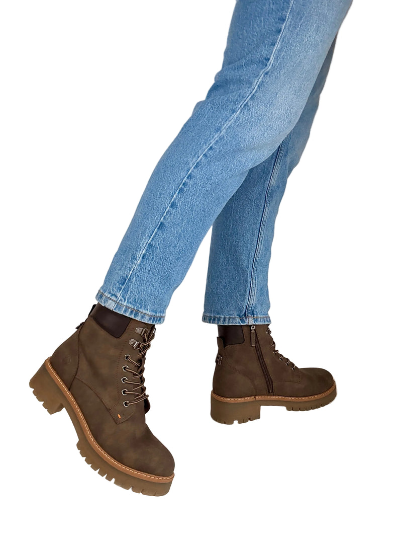 Load image into Gallery viewer, Refresh 176069 Brown Chunky Lace-Up Ankle Boot