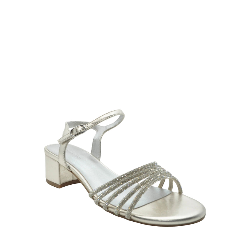 Load image into Gallery viewer, silver blok heel sandals