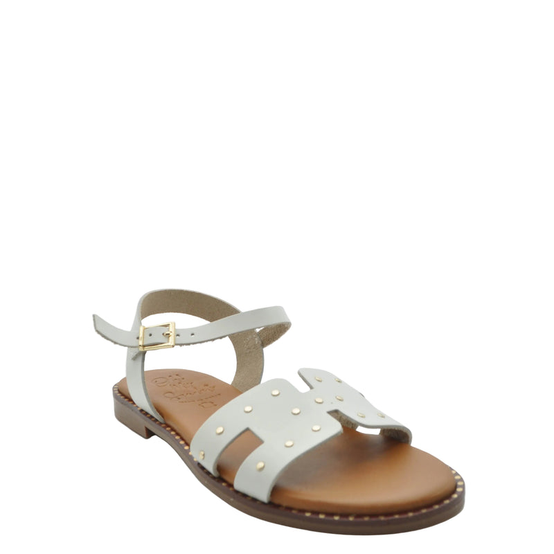 Load image into Gallery viewer, white leather flat sandals