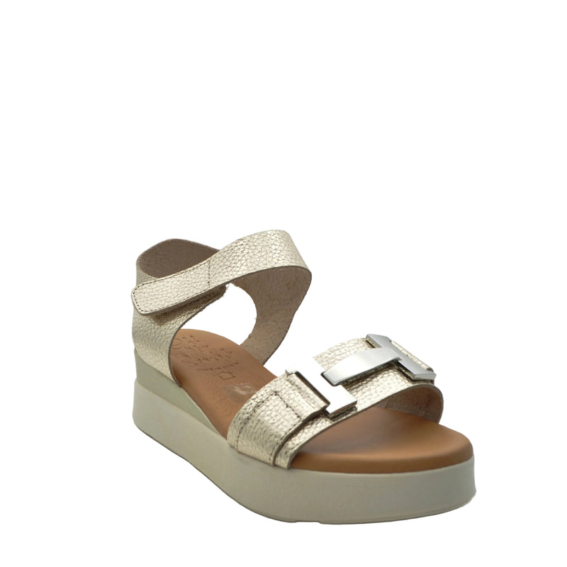 Load image into Gallery viewer, gold wedge sandals