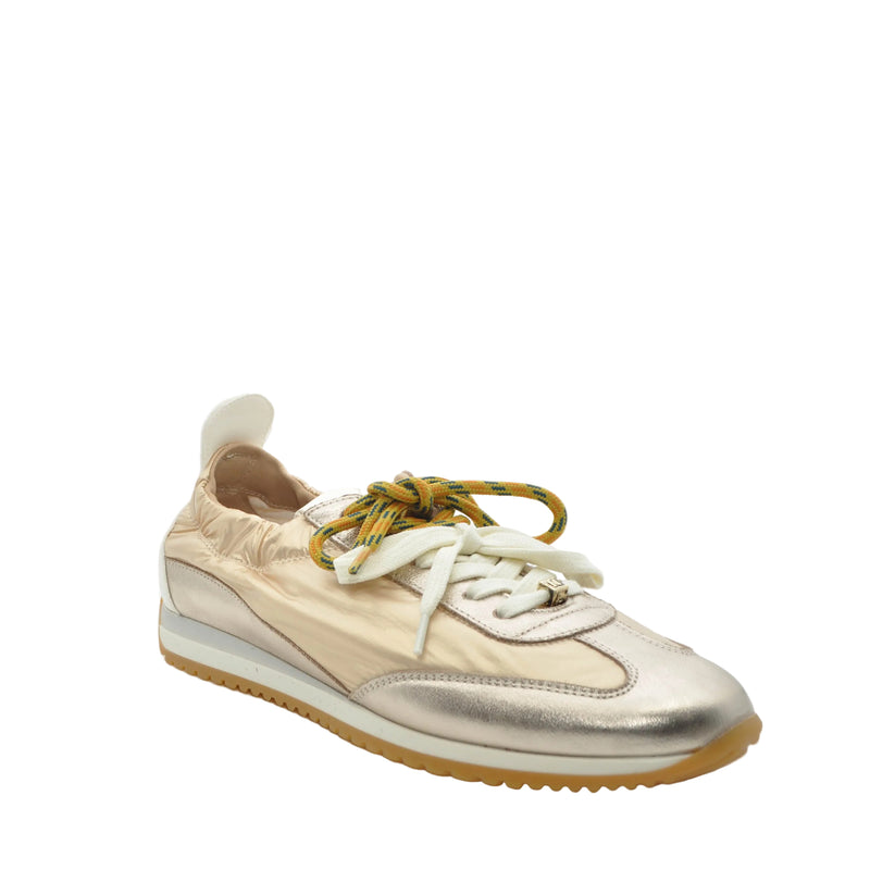 Load image into Gallery viewer, gold flat fashion trainers