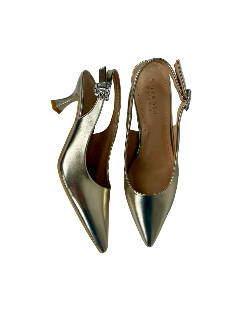 Load image into Gallery viewer, gold sling back heels
