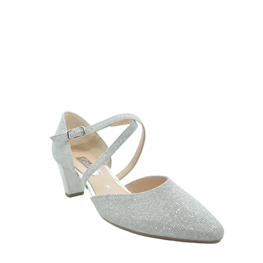 silver gabor heels