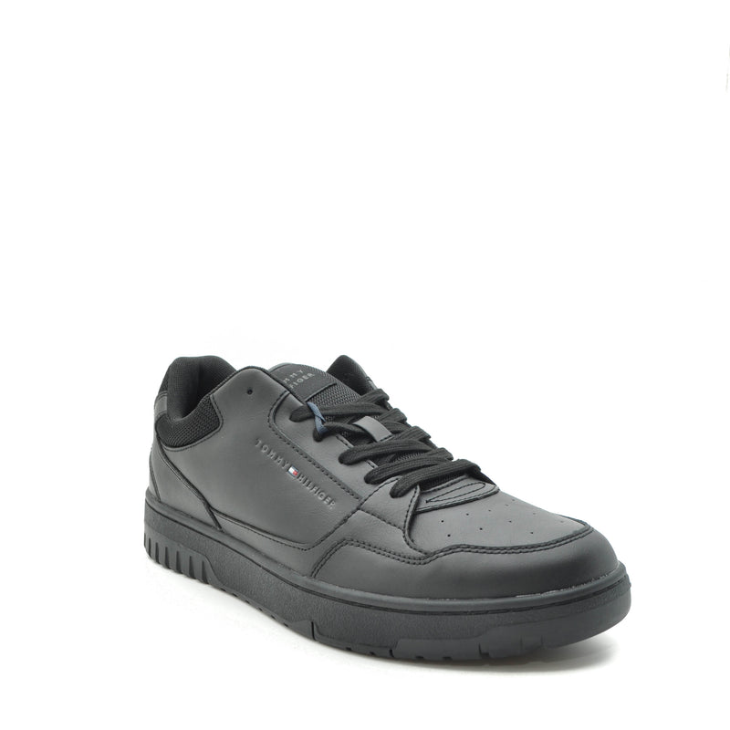 Load image into Gallery viewer, mens black leather trainers

