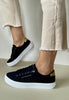 navy flat form trainers