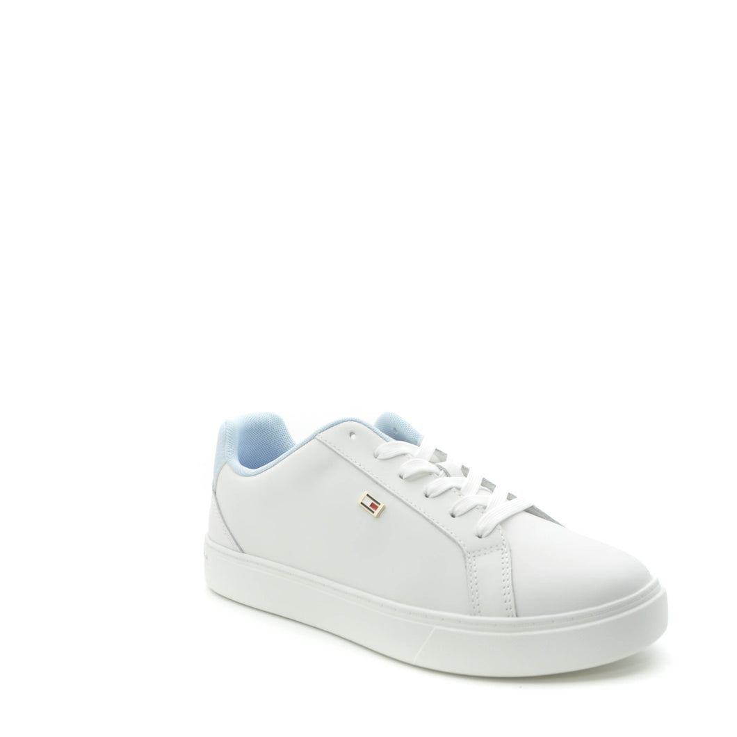 tommy hilfigers white leather trainers