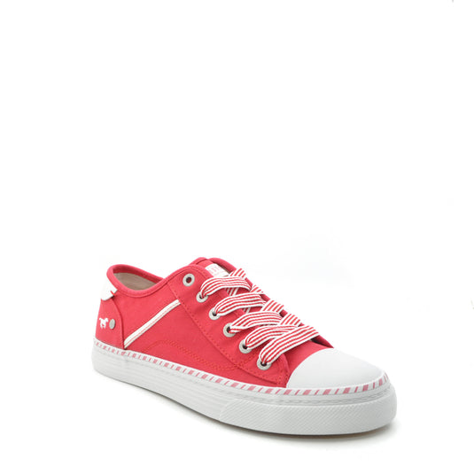 red canvas trainers