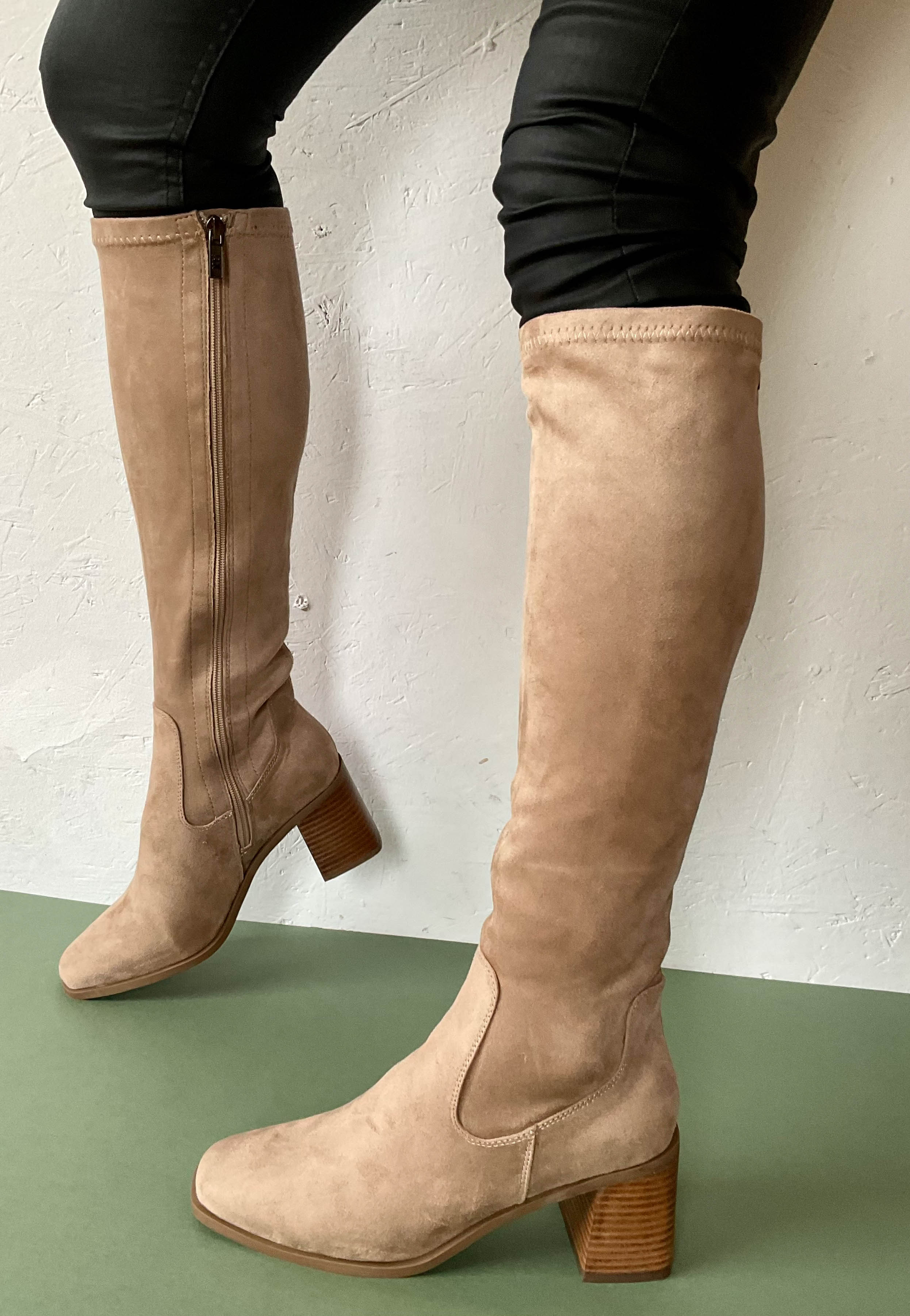 taupe long boots for ladies