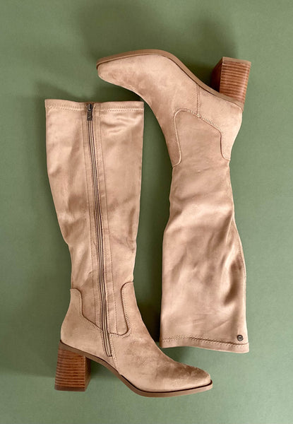 taupe knee high sock boots