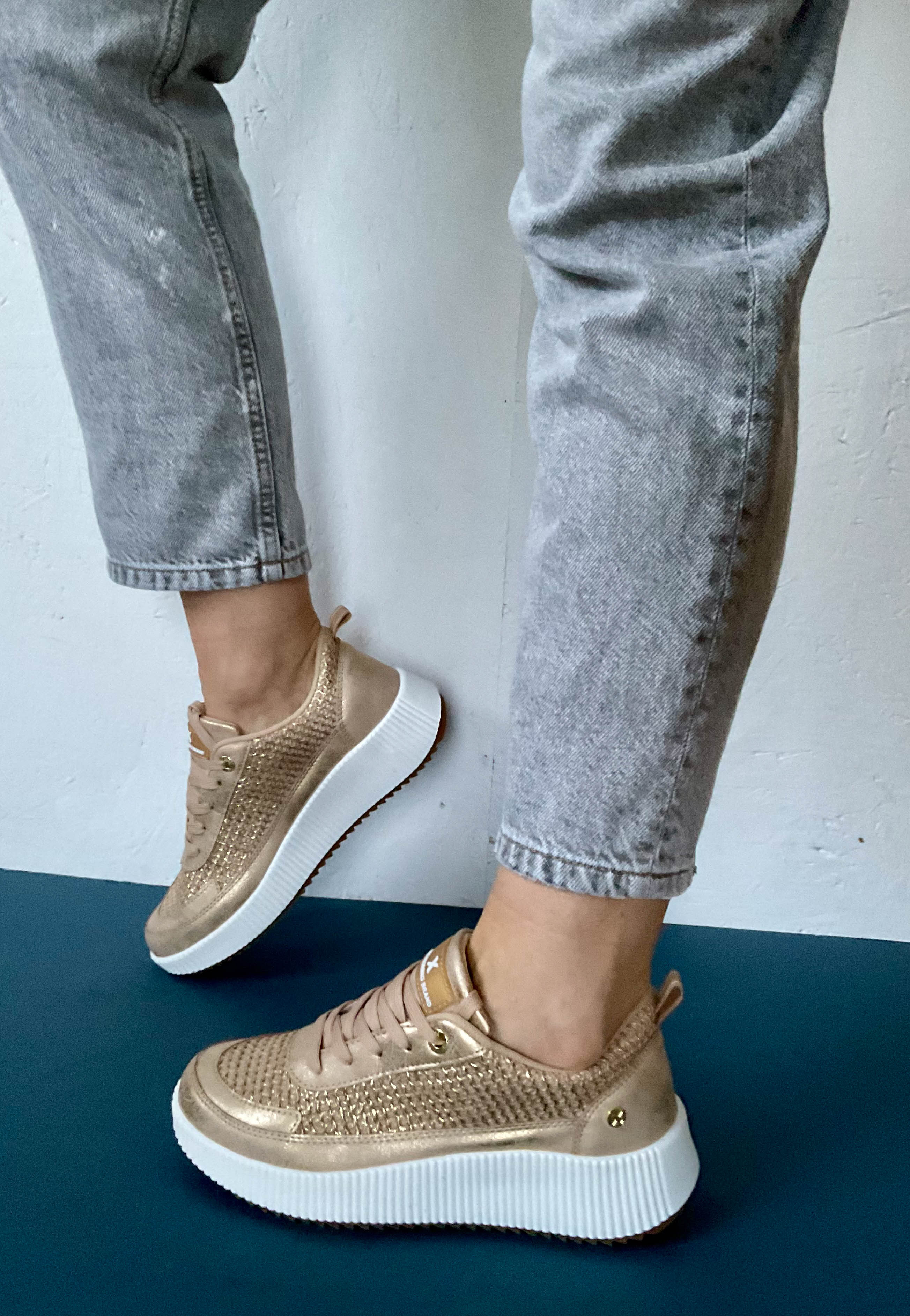 gold dressy trainers