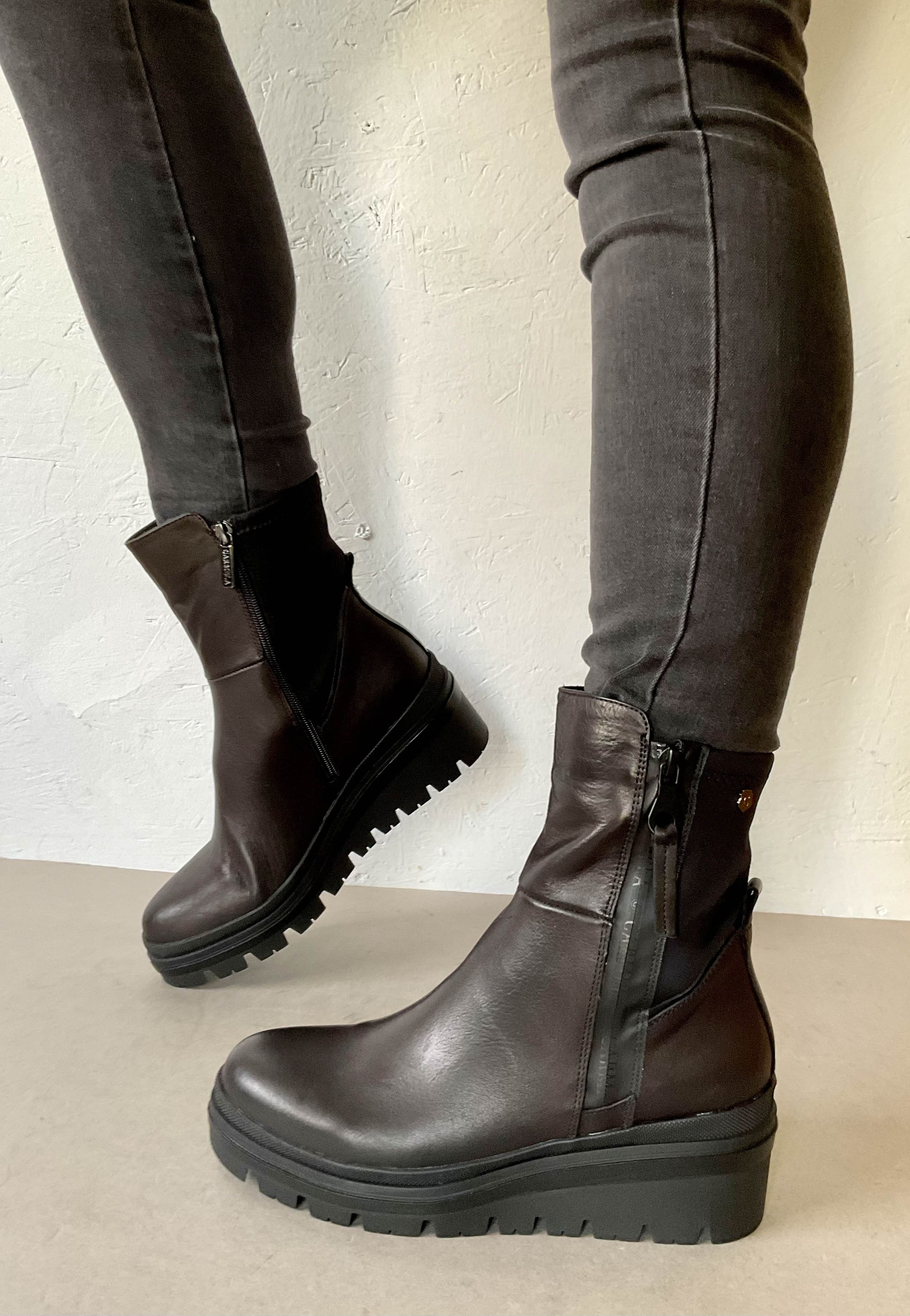 carmela black wedge boots
