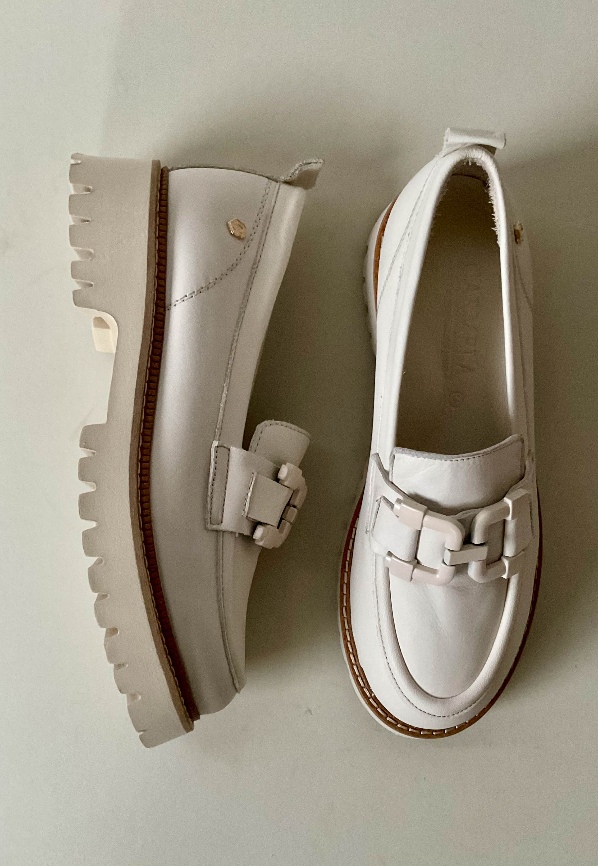 white chunky loafers