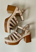 Load image into Gallery viewer, beige block heel sandals