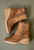 brown low wedge boots