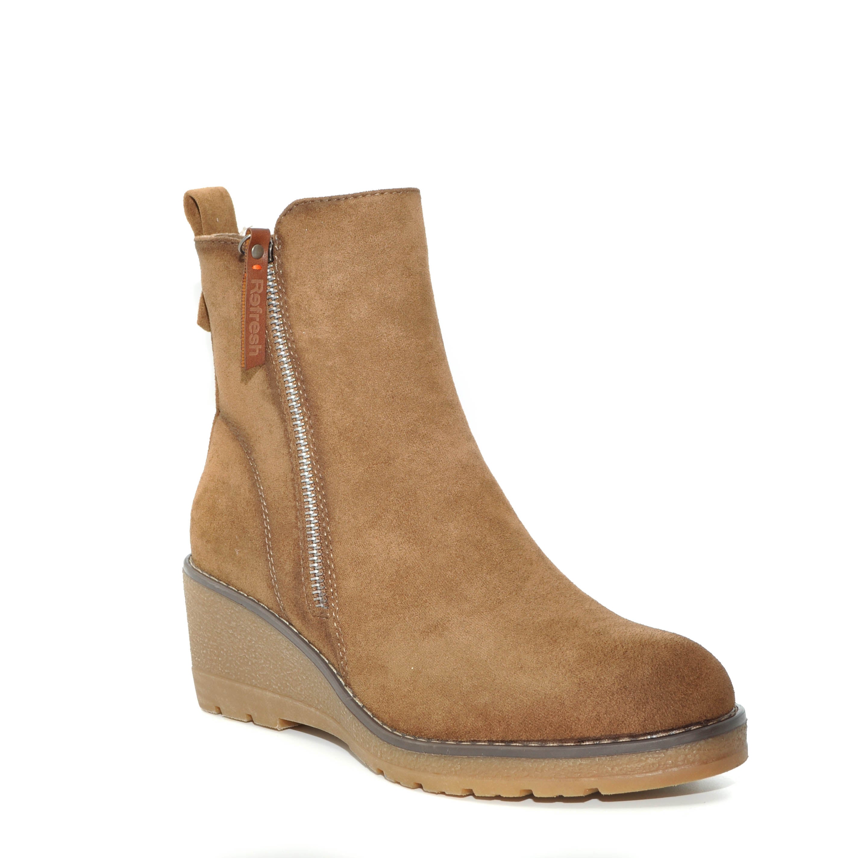 tan low wedge boots