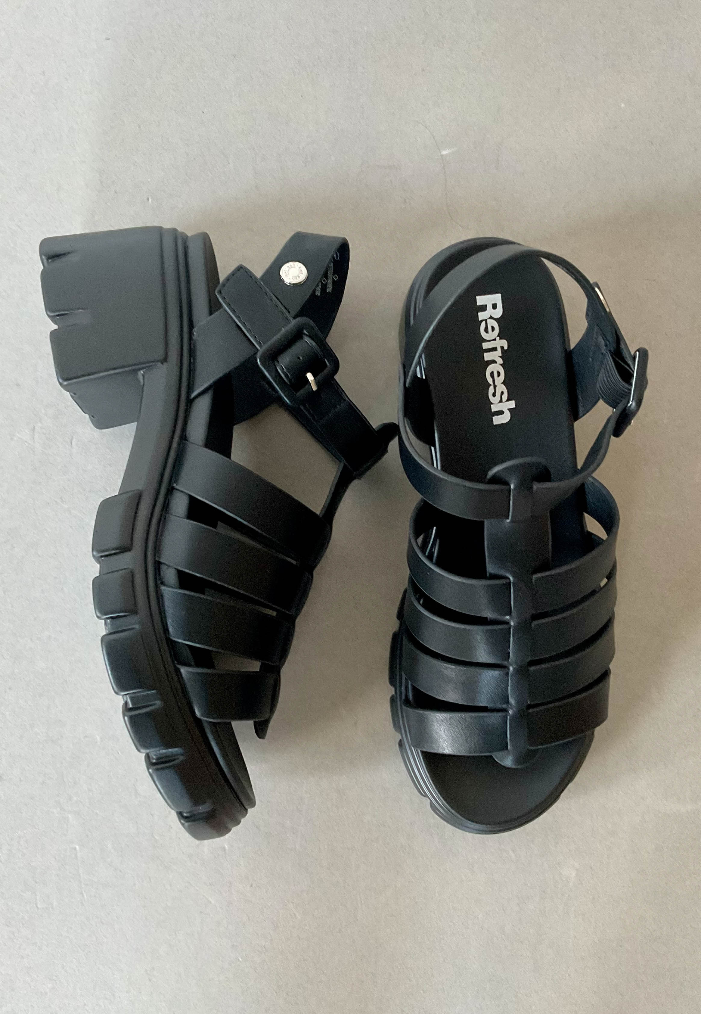 black block heel sandals