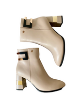 Load image into Gallery viewer, beige heeled boots