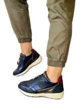 Load image into Gallery viewer, navy wedge trainers