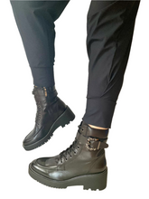 Load image into Gallery viewer, black biker boots