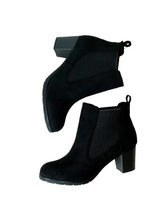 Load image into Gallery viewer, black marco tozzi heeled boots