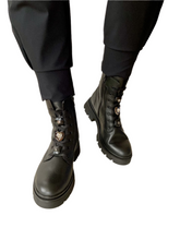 Load image into Gallery viewer, black gabor combat boots