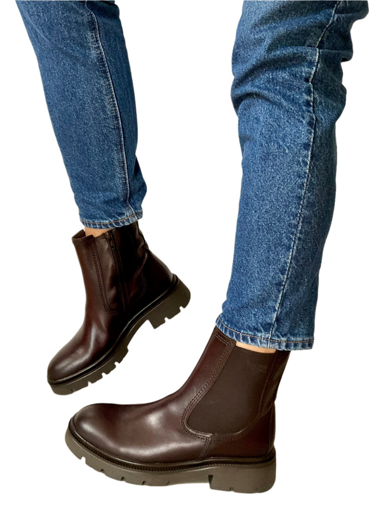 brown leather ankle boots