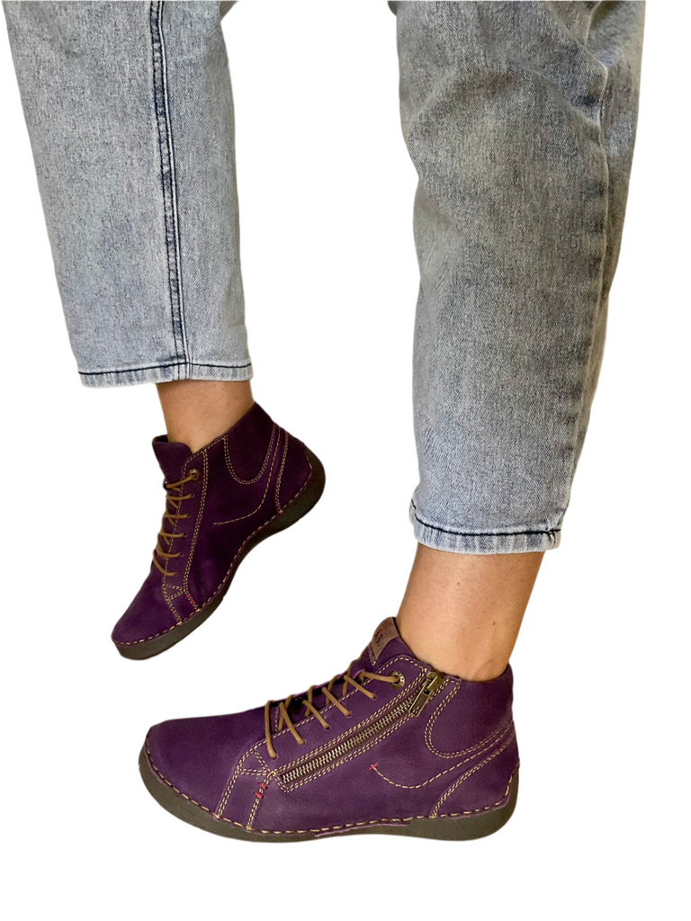 purple leather boots