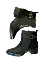 Load image into Gallery viewer, black block heel ankle boots