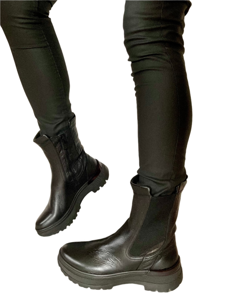 black leather ara boots