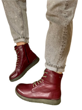 Load image into Gallery viewer, red leather boots for women