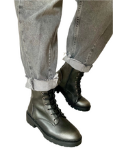 Load image into Gallery viewer, pewter lace up biker boots